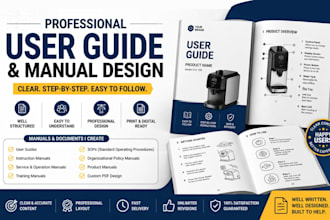 design user guide product manual, step by step, instruction booklet design pdf
