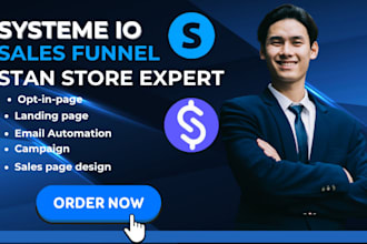 set up landing  page systeme io stan store systeme io sales funnel stan store