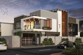 redesign building exterior, sketchup house 3d model, villa facade cgi rendering