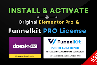 install elementor pro and funnelkit pro plugins original license