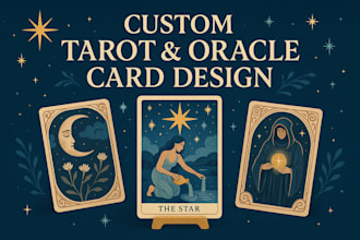 design custom tarot card, gothic style and mystical griffin logo illustrations