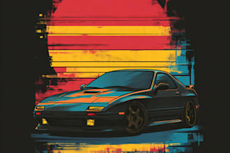 create a retro 90s automotive t shirt design