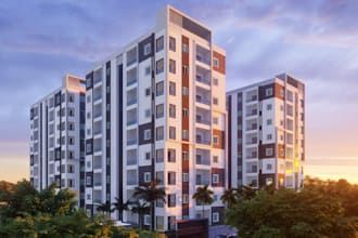 improve 3d condo apartment building,multi unit exterior,complex landscape render