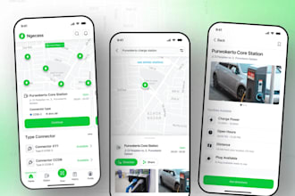 develop gps finder app, tracking app, ai ev charging app, battery charging app
