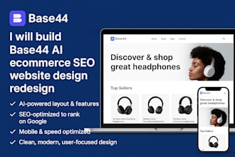 build base44 ai ecommerce seo website design redesign