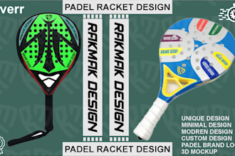 provide professional padel racket design and branding mockup