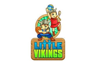 design colorful cartoon viking logo for sporty kids