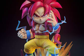 do 3d chibi figure,manga anime character, funko pop,cute or cartoon for printing