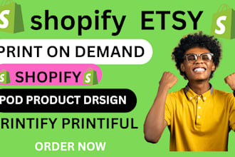 etsy shopify print on demand shopify website design redesign etsy pod store