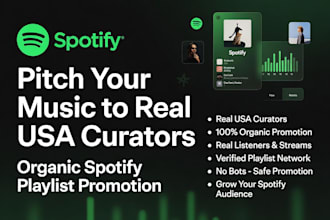 pitch your music to real USA curators for organic spotify playlist promotion
