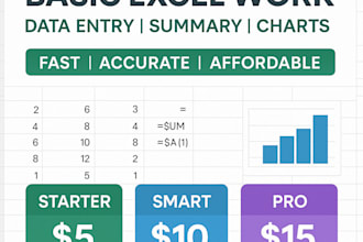 do basic excel data entry, summaries, and charts