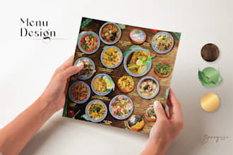 create a stylish cafe and restaurant menu with unique layout