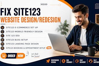 design, redesign, or fix your site123 website and provide SEO optimization ionos