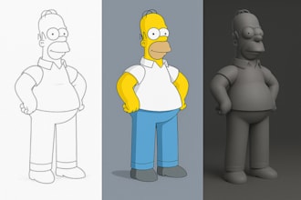 sculpt 2d to 3d  custom 3d model 3d figurine 3d character design 3d print stl