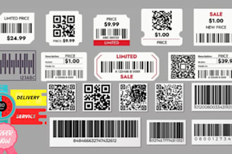 create qr code barcode label tags sticker  in 24 hours