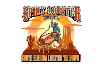 design rodeo themed lobster catching tournament logo