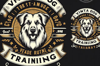 design a vintage dog training logo and matching t shirt graphic