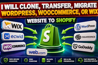 migrate wix wordpress squarespace magento website woocomme to shopify migration