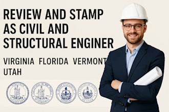 review and stamp as civil and structural engineer in virginia florida vermont