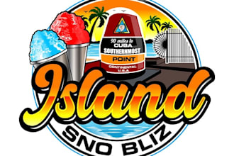 make a creative unique island sno bliz logo