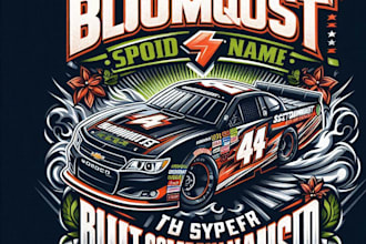 design a custom vintage racing logo and t shirt design for car enthusiasts