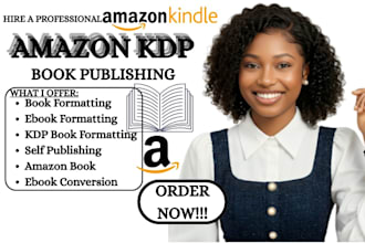 format and upload your book to amazon KDP kindle and paperback
