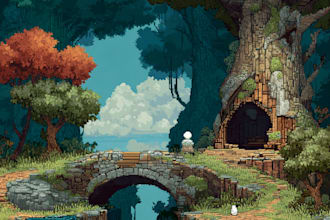 draw pixel art scene and background for your game