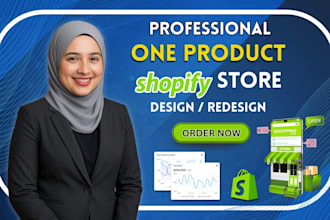 create branded one product shopify store, design shopify website
