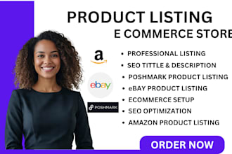 do product listing for ebay amazon poshmark virtual assistant