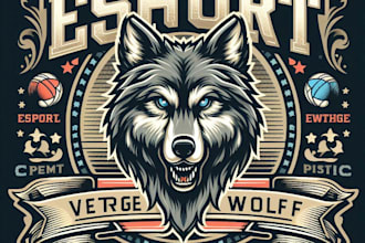design a vintage wolf logo with stunning t shirt artwork for your brand