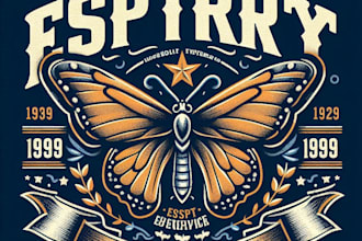 design unique vintage butterfly logo t shirt graphic for your brand or store