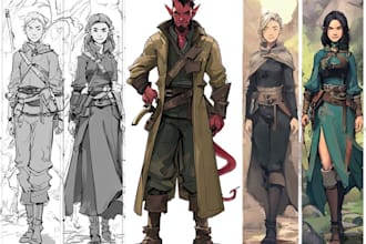 draw a fantasy character for dnd, pathfinder, etc