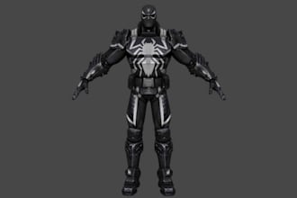game ready flash thompson venom low poly 3d model,pbr textures,fantasy character