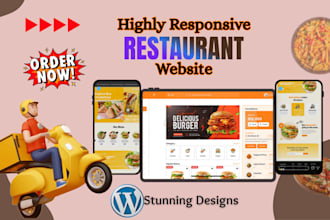 design restaurant website, food, cafe, restaurant menu wordpress website