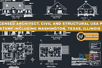 licensed architect, civil and structural pe stamp in washington, texas, illinois