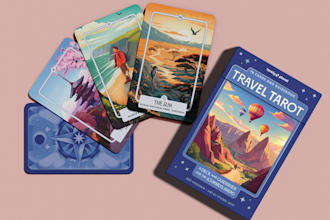 design card game oracle card zodiac tarot deck illustration card box rule book