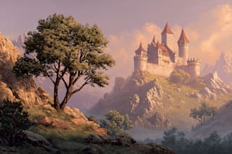 illustrate beautiful flat landscape illustration art