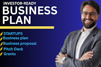 write investor ready business plan, proposal for startups, business plan writer