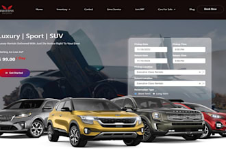 design car rental website, car rental, car rental booking car dealership website