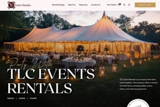 design party rental website, event rental website, photo booth website