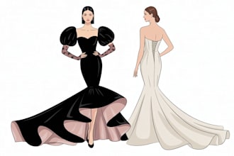 create fashion flat or sketch technical sketch technical flat flat sketches