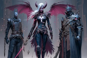 make fantasy character, monster, humanoid, dnd or  dnd party
