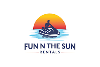 design colorful fun sun beach travels logo