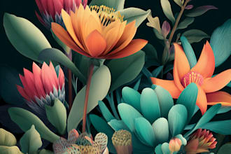 draw botanical vector illustration of plants and flowers