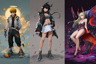 draw anime and game style characters art