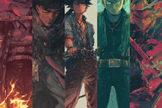 draw your idea in badass anime, manga and comic character