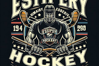 create vintage style hockey logo and t shirt design for your team or brand