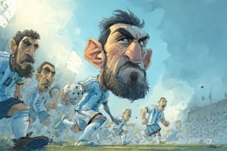 create 2d fan art digital portrait poster cartoon of your