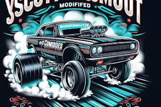 design a vintage racing car logo and unique t shirt design for your brand