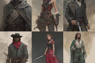 illustrate your character for novel, ebook, game scene